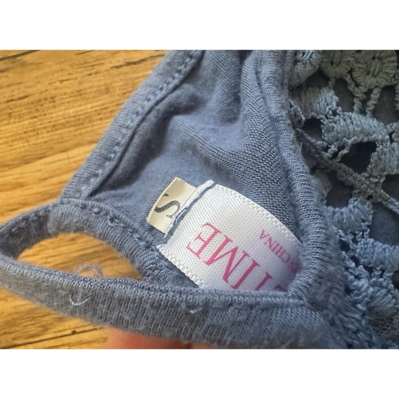 Bluetime Size Small Women's Top Blue Lace Top Sleeveless Summertime Trendy #89 - Picture 5 of 11